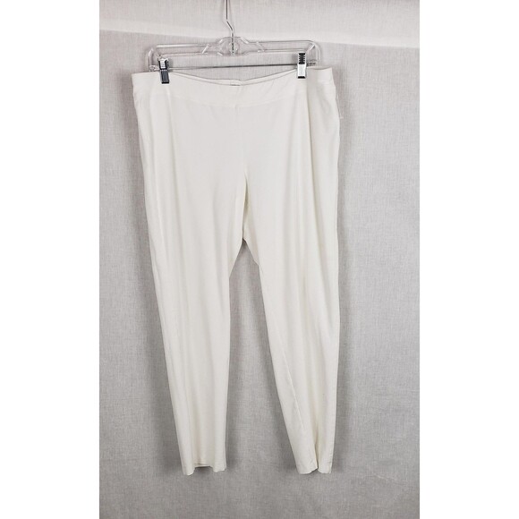 Eileen Fisher Pants Womens Large White Pull On Tapered Stretch Viscose Blend - Picture 1 of 6